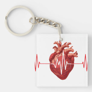 Cardiologist Heart Doctor Cardiology Echo Design Key Ring