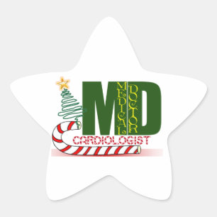 CARDIOLOGIST HEART DOCTOR CHRISTMAS MERRY STAR STICKER