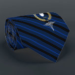 Cardiologist | Heart Doctor Customised Navy Tie<br><div class="desc">A navy striped personalised tie tailored to the heart doctor | Cardiologist and with yours or your gift recipient's monogram inside a faux gold foil wreath.</div>