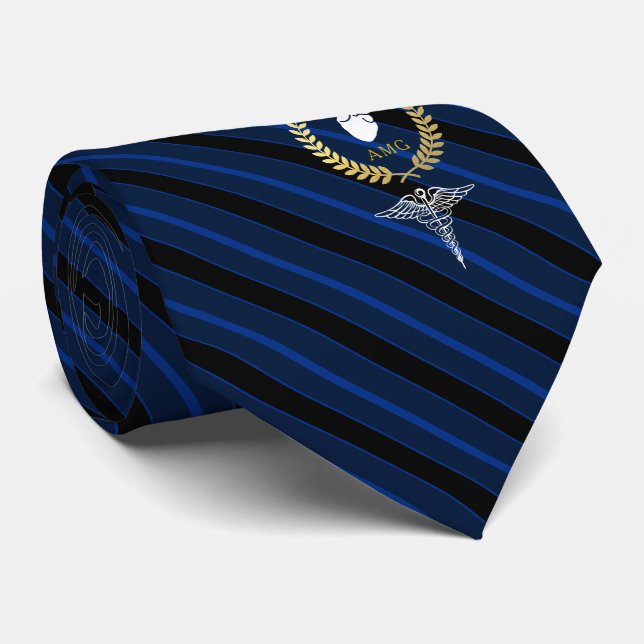 Cardiologist | Heart Doctor Customised Navy Tie (Rolled)
