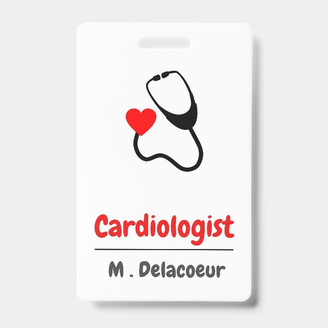 Cardiologist -  heart shaped stethoscope ID badge (Front)