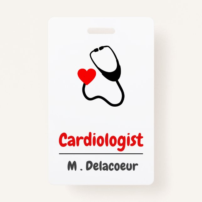 Cardiologist -  heart shaped stethoscope ID badge (Front)