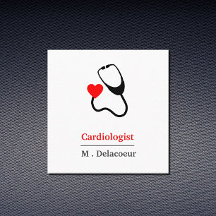Cardiologist -  heart shaped stethoscope  square business card