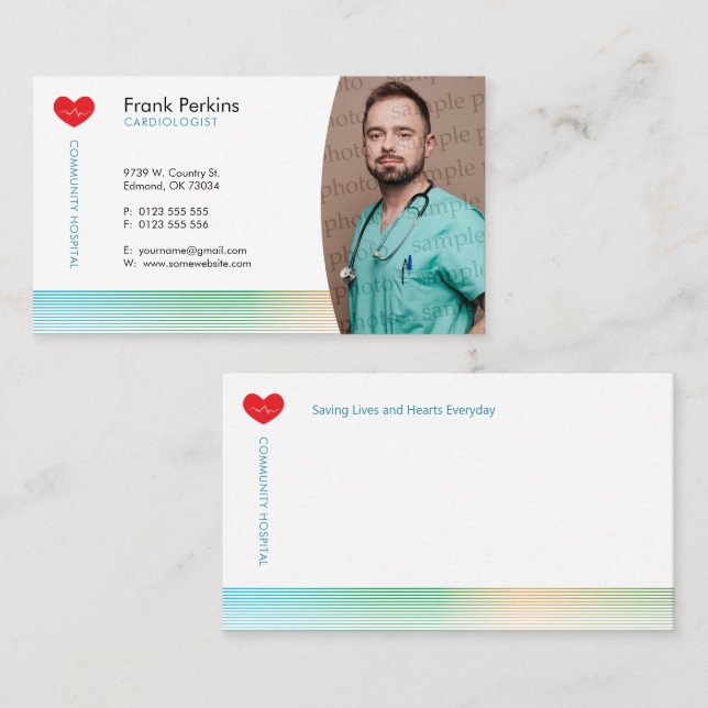 Cardiologist | Heart Specialist | Heart Doctor Business Card (Front/Back)