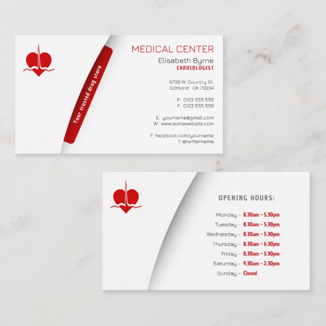 Cardiologist | Heart Specialist | Heart Doctor Business Card (Front/Back)