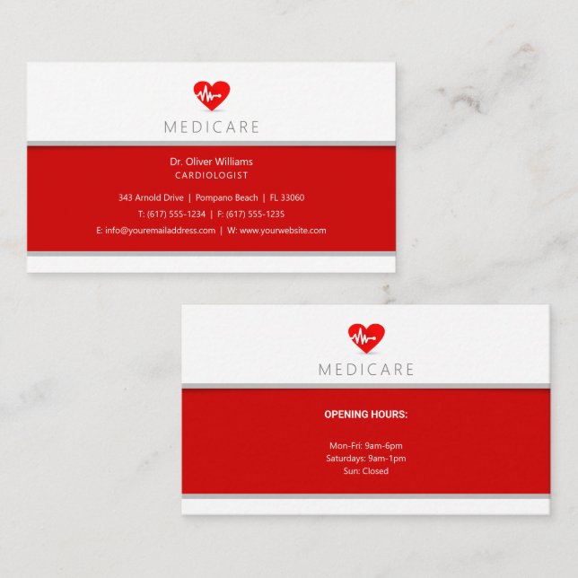 Cardiologist | Heart Specialist | Heart Doctor Business Card (Front/Back)