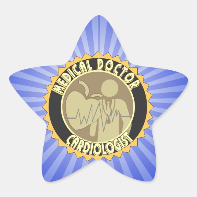 CARDIOLOGIST LOGO - HEART DOCTOR STAR STICKER (Front)