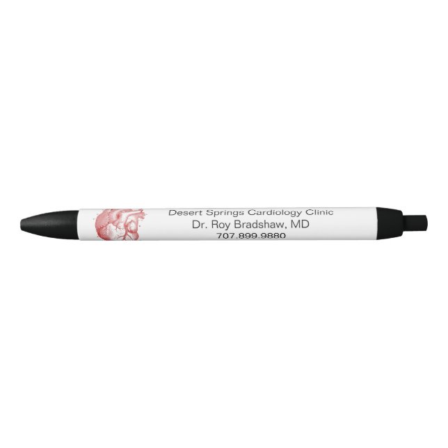 Cardiologist  Medical Practice Custom Promotional Black Ink Pen (Front)