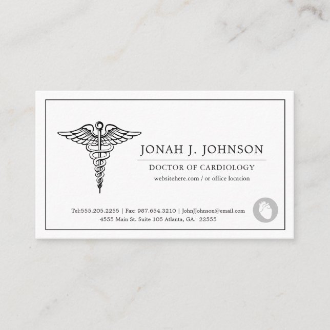 Cardiologist | Minimalist Lined Border Business Card (Front)