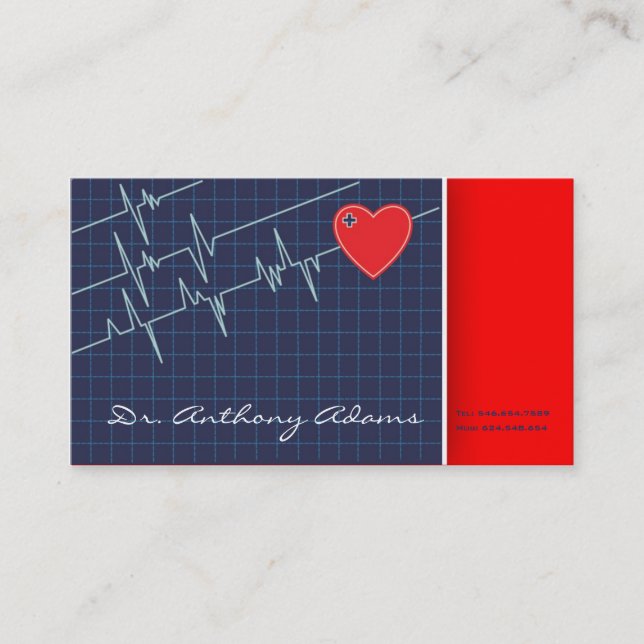 Cardiologist Private Clinic Doctor Medical Business Card (Front)