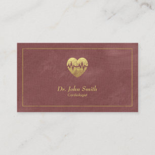 Cardiologist, Reddish Canvas Golden Frame & Heart Appointment Card