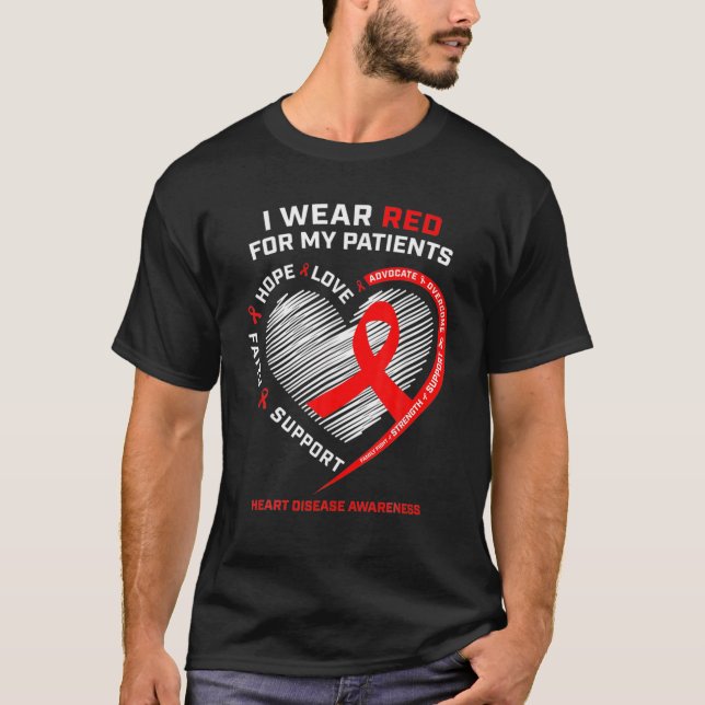 Cardiologist RN Nurses I Wear Red Heart Disease Aw T-Shirt (Front)