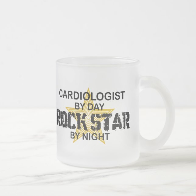 Cardiologist Rock Star by Night Frosted Glass Coffee Mug (Right)