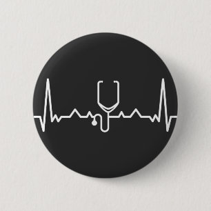 Cardiologist with ECG 6 Cm Round Badge