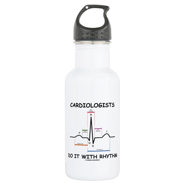 Cardiologists Do It With Rhythm (ECG / EKG) 532 Ml Water Bottle (Front)