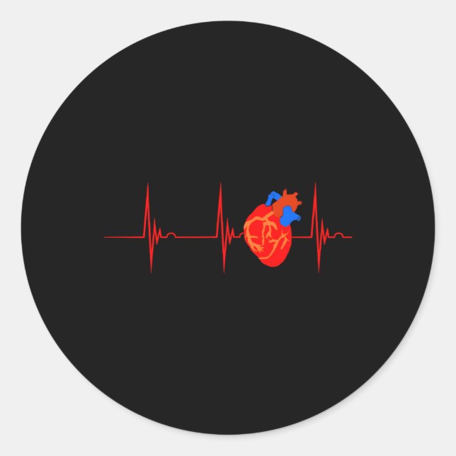 Cardiology Anatomy He Rhythm Ekg Pulse Cardiac Nur Classic Round Sticker (Front)