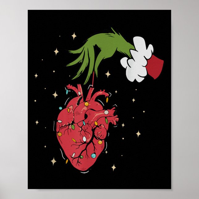 Cardiology Anatomy Hear Christmas Nurse Xmas Pajam Poster (Front)