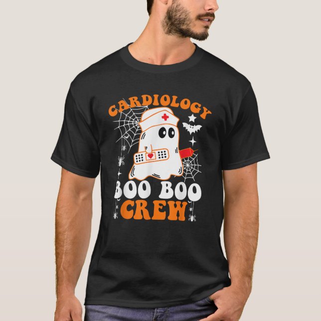 Cardiology Boo Boo Crew Funny Nurse Ghost Hallowee T-Shirt (Front)