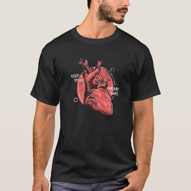 Cardiology Cardiologist Keep Heart Safe Anatomy Di T-Shirt (Front)