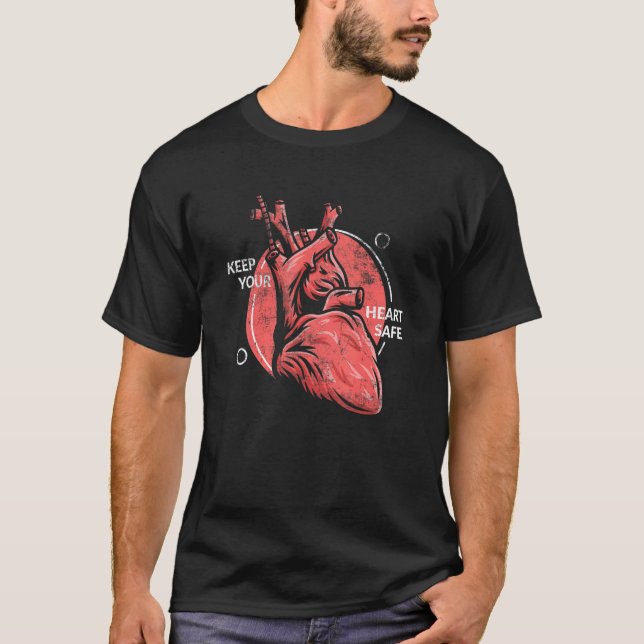Cardiology Cardiologist Keep Heart Safe Anatomy Di T-Shirt (Front)
