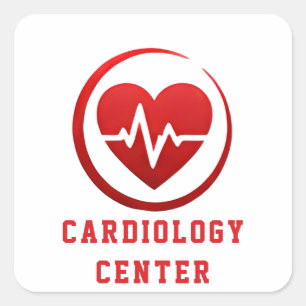 ❤️ Cardiology Centre Logo Heart Care Clinic 💙 Square Sticker
