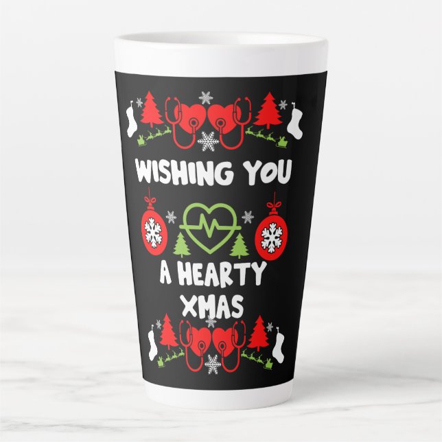 Cardiology Christmas Medical Staff Gifts Latte Mug (Front)
