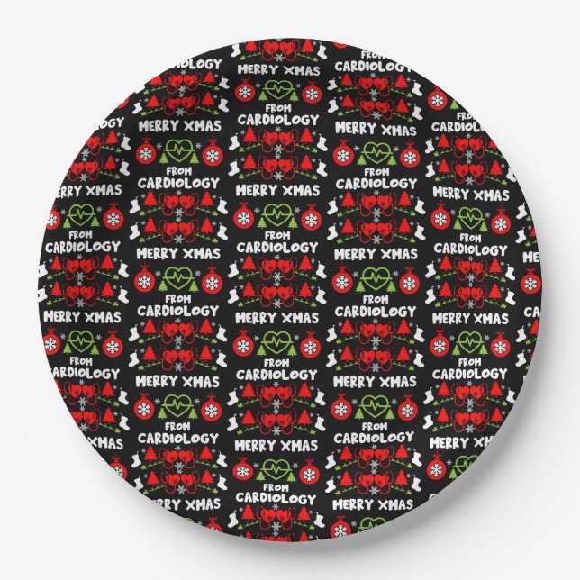 Cardiology Christmas Medical Staff Gifts Paper Plate (Front)