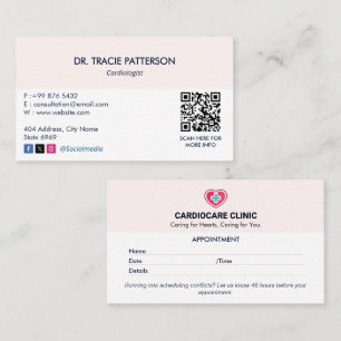 Cardiology Clinic Business   Clean Appointment Business Card