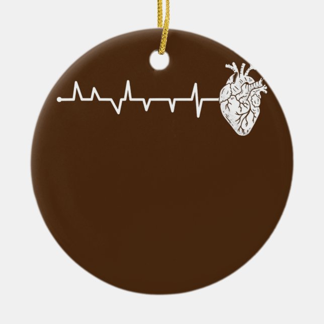 Cardiology Heartbeat for Cardiac Nurse Ceramic Tree Decoration (Front)