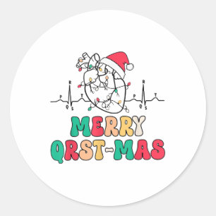Cardiology Nurse Christmas Ecg Heart Anatomy Tachy Classic Round Sticker
