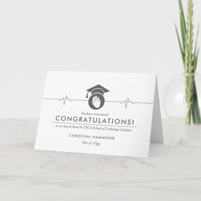 Cardiology School Graduate | Minimal Congrats Thank You Card (Front)