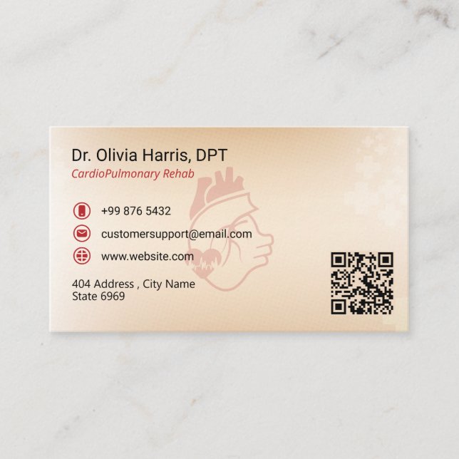 CardioPulmonary Rehab Business | Light Red Business Card (Front)