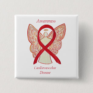 Cardiovascular Disease Awareness Angel Ribbon Pin