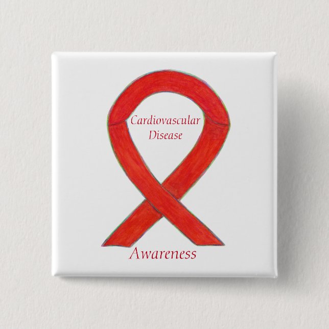 Cardiovascular Disease Custom Awareness Ribbon Pin (Front)