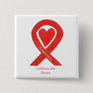 Cardiovascular Disease Heart Awareness Ribbon Pin