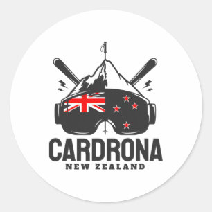 Cardrona New Zealand Ski Resort Retro Skiing  Classic Round Sticker