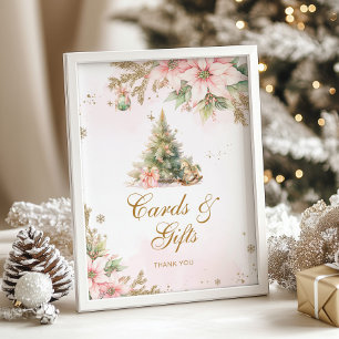 Cards abd gifts winter Christmas tree baby shower Poster