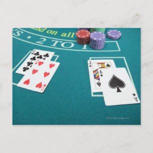 Cards and chips on betting table