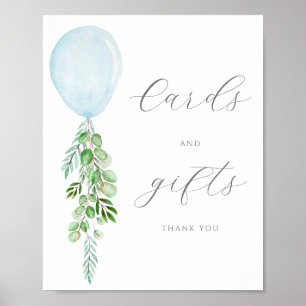 Cards and Gift Sign Blue Balloon Boy Baby Shower