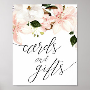 Cards and gifts baby shower sign blush pink floral