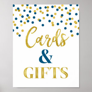 Cards and Gifts Baby Shower Sign Navy Blue Gold