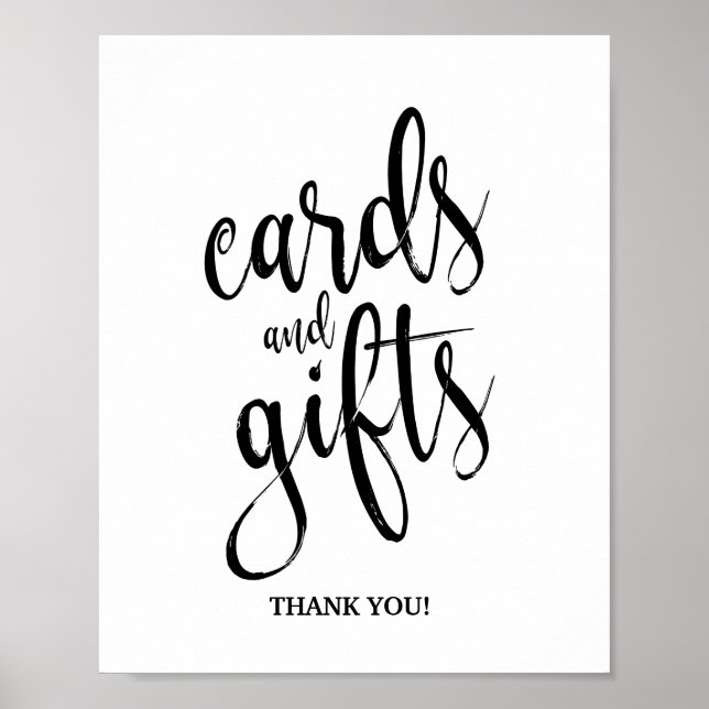 Cards and Gifts Black and White 8x10 Wedding Sign (Front)
