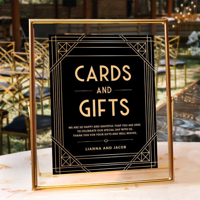 Cards and Gifts Black Gold Art Deco Wedding Sign (Creator Uploaded)