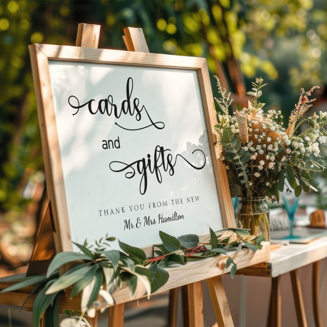 "Cards and Gifts" Black White Modern Wedding Sign (Creator Uploaded)
