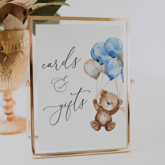 Cards and Gifts Blue Teddy Bear Baby Shower Sign (Creator Uploaded)