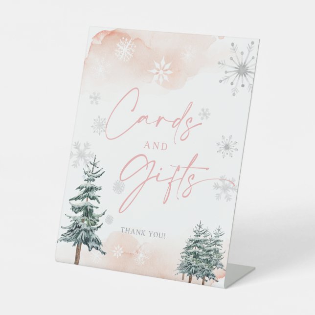 Cards and Gifts blush and pink winter sign (Front)