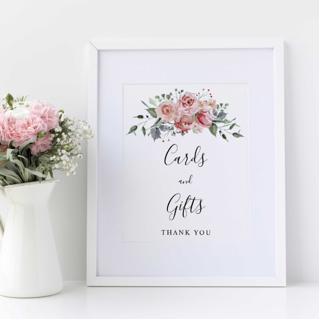 Cards and Gifts Blush Pink Rose Script Wedding  Poster (Creator Uploaded)