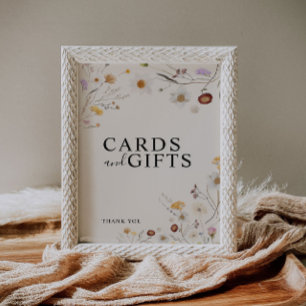 Cards and Gifts Boho Wildflower Wedding Sign 