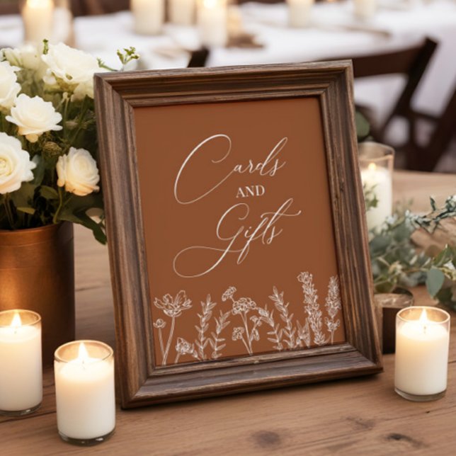 Cards and Gifts Burnt Orange Wildflower Wedding Poster (Creator Uploaded)