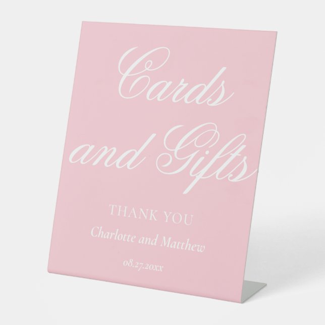 Cards And Gifts Chic Modern Pink Wedding Pedestal Sign (Front)
